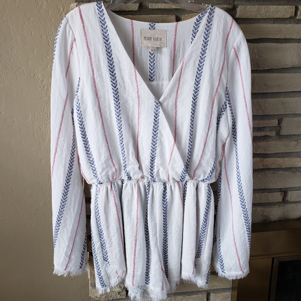 Long Sleeve Faux Linen Romper